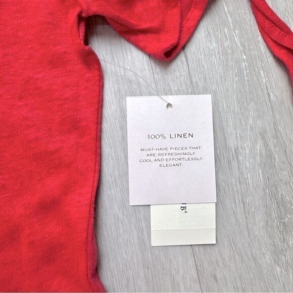Charter Club Luxury Women's NWT Holiday Red 100% Linen Short Sleeve Top M - Picture 4 of 5